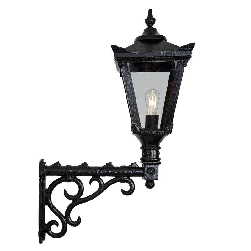 Victorian traditional cast iron wall light with decorative arm 0.97m (H041)