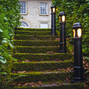 Decorative bollard light in cast iron with a frosted lens 0.95m in height.