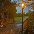 Vintage tear drop lamp post in cast iron and steel 2.8m in height.