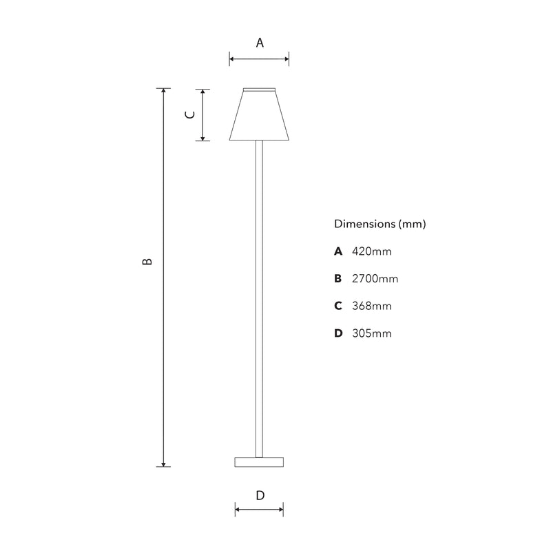 Contemporary lamp post in galvanised steel 2.7m (BR01)