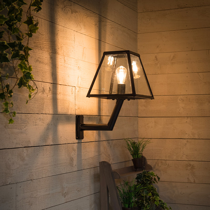 Contemporary wall light in galvanised steel with wall bracket 0.5m in height.