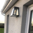 Contemporary bulkhead wall light in galvanised steel 0.29m in height.