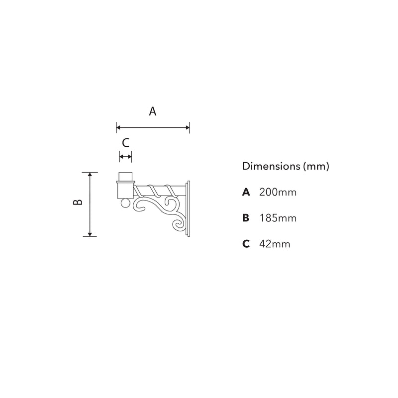 Traditional wall bracket - 42mm O.D. (BT002)