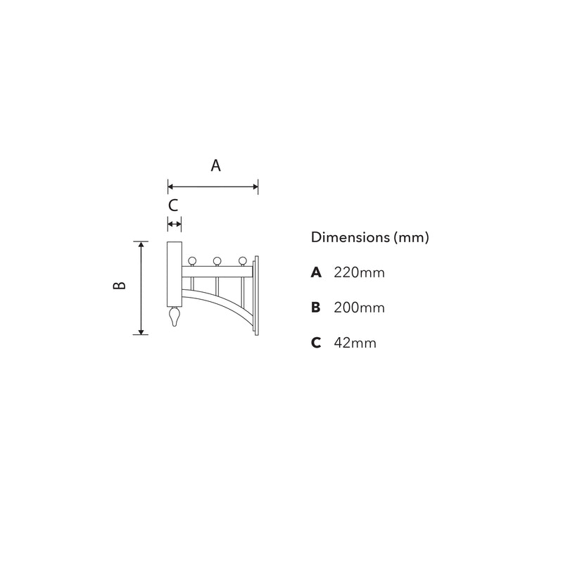 Courtyard wall bracket - 42mm O.D. (BT402)
