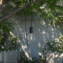 Outdoor pendant lamp with 5m textile cable with IP65 lampholder - Black (H723B)