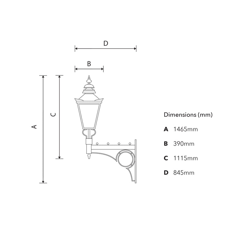 Große viktorianische traditionelle Wandleuchte aus Stahl, 1,47 m (H040)