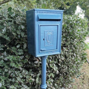 Traditional Irish Free standing postbox in pearl blue (H115)