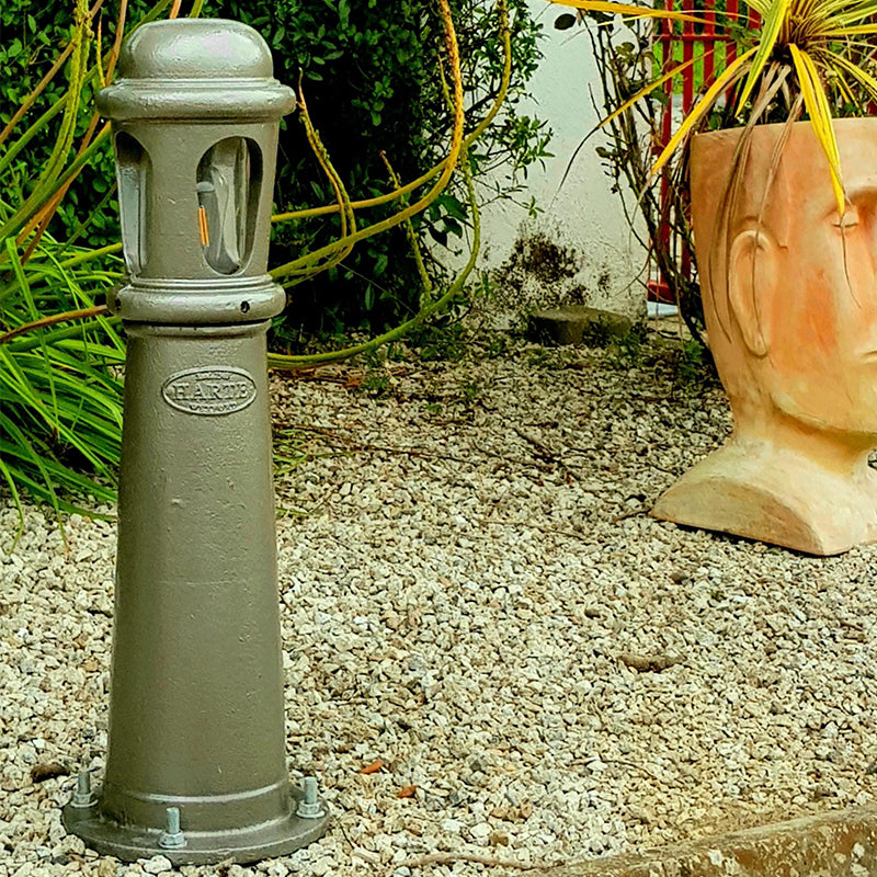 Decorative bollard light in cast iron with a frosted lens 0.7m in height.