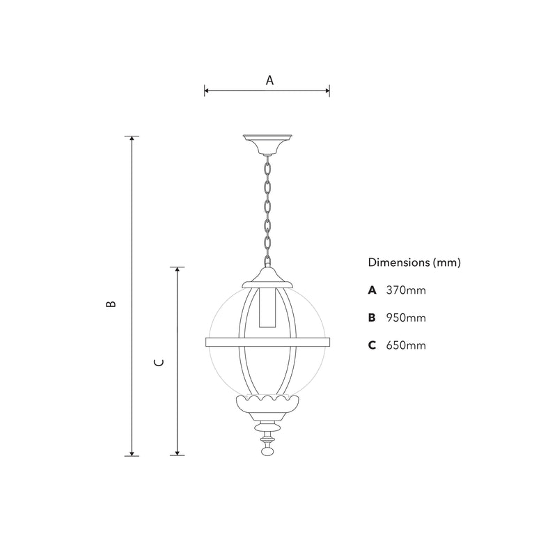 Suspension globe victorien avec chaîne 0,65m (H222)