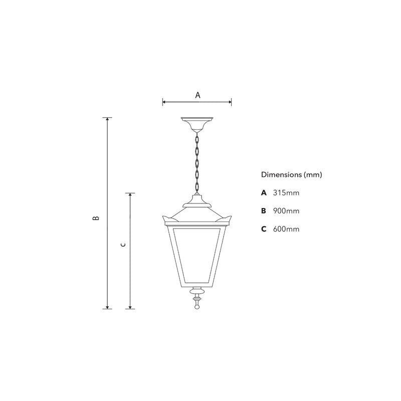 Lanterne suspendue traditionnelle victorienne 0,6 m (H022)