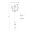 Victorian style globe lamp post triple headed in cast iron 3.6m (H233)