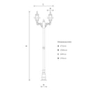 Victorian style globe lamp post double headed in cast iron 2.47m (H236)