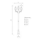 Victorian style globe lamp post triple headed in cast iron 2.6m (H237)