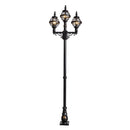Victorian style globe lamp post triple headed in cast iron 2.6m (H237)