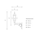 Large Victorian style globe wall light in steel with decorative arm 1.47m (H240)