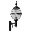 Large Victorian style globe wall light in steel with decorative arm 1.47m (H240)