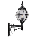 Large Victorian style globe wall light in steel with decorative arm 1.47m (H240)