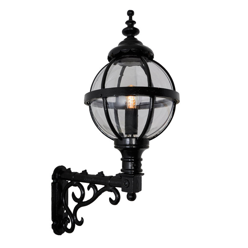 Victorian globe wall light in cast iron with decorative arm 1.05m (H241)