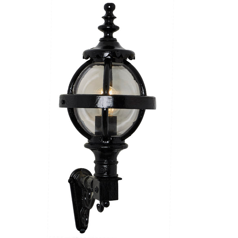 Victorian globe wall light in cast iron with decorative arm 0.59m (H243)