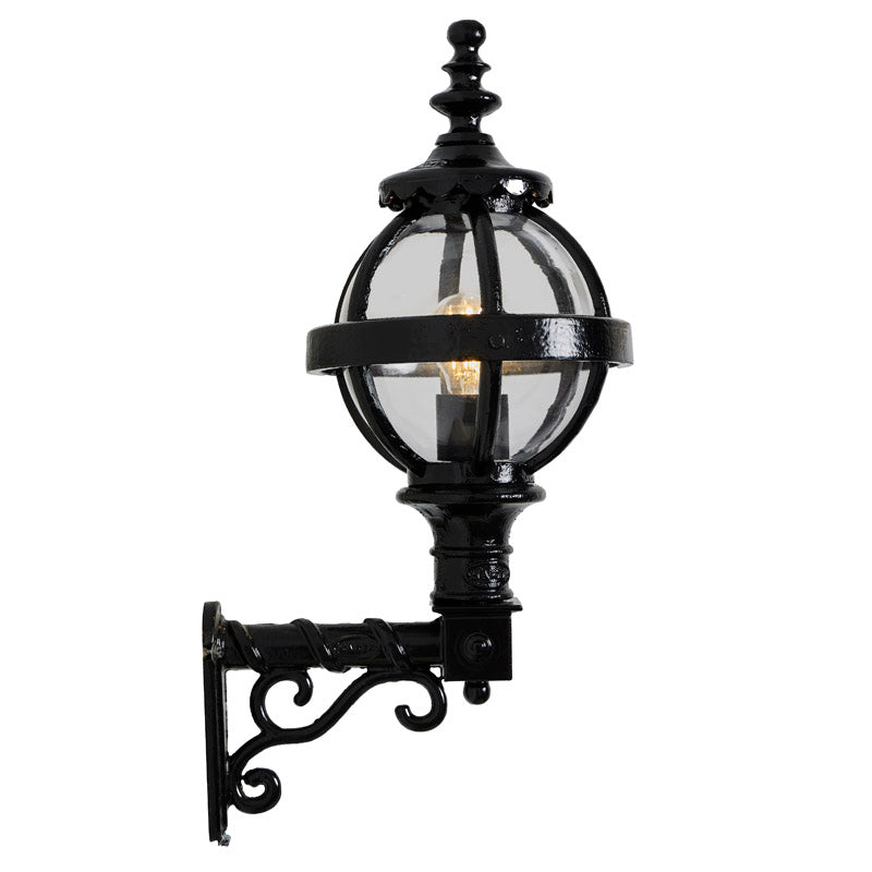 Victorian globe wall light in cast iron with decorative arm 0.59m (H243)
