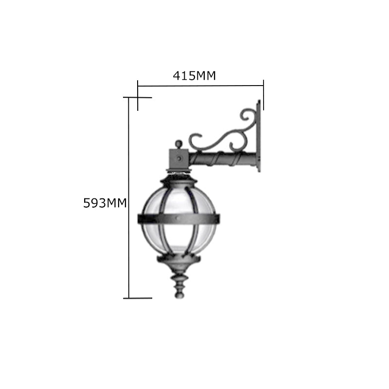 Victorian downturned globe wall light in cast iron 0.59m