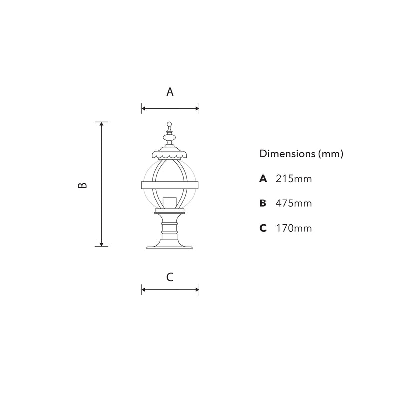 Borne lumineuse globe victorienne en fonte pour chevêtres plats 0,48m (H252)
