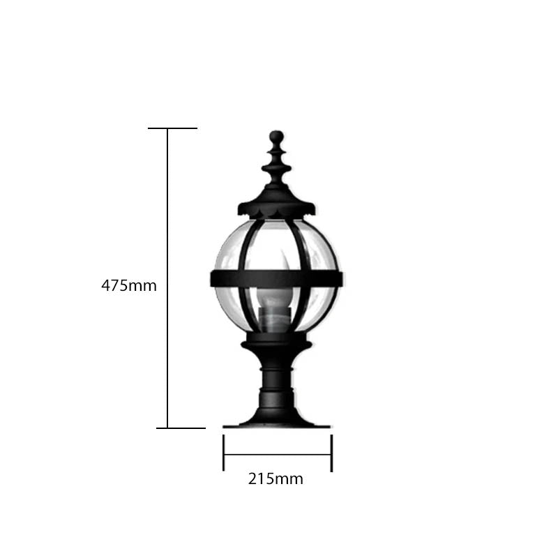 Victorian globe pier light in cast iron for flat pier caps 0.48m (H252)