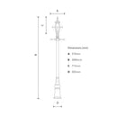 Victorian style globe lamp post in cast iron 3m (H2801)