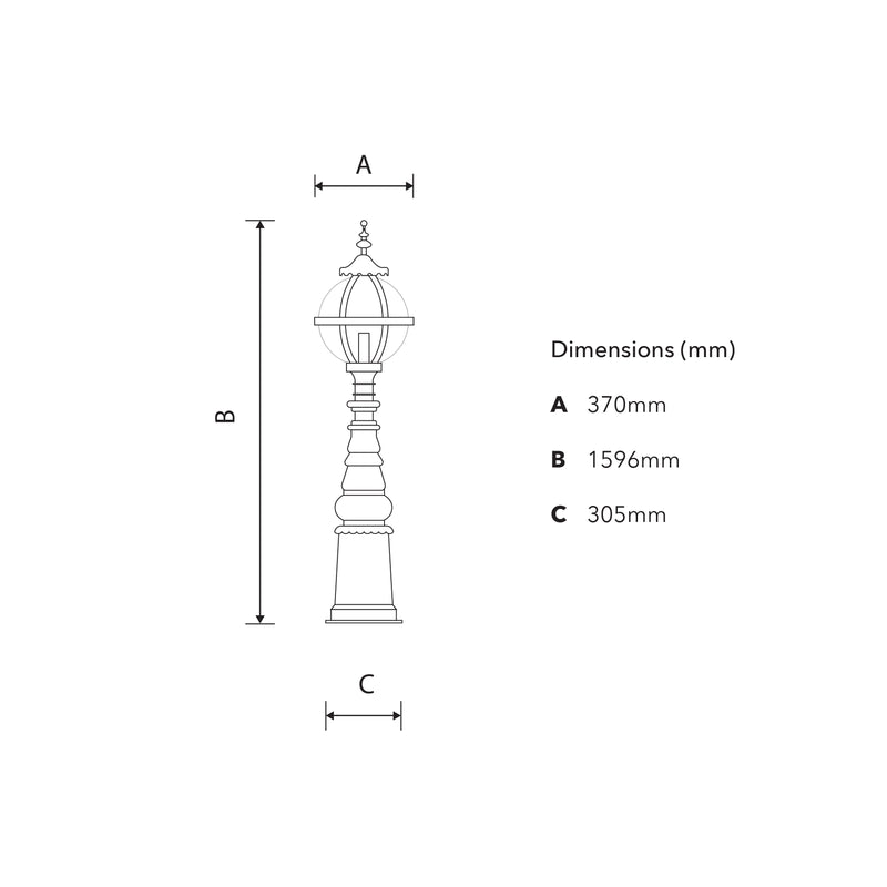 Globus-Sockelleuchte im viktorianischen Stil aus Gusseisen, 1,59 m (H2813)