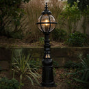 Victorian style globe pedestal light in cast iron 1.59m in height.