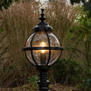 Victorian style globe pedestal light in cast iron 1.59m in height.