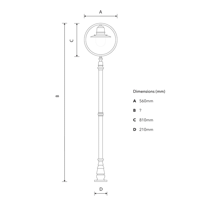 Classic railway style lamp post in cast iron and steel 2.73m (H316)