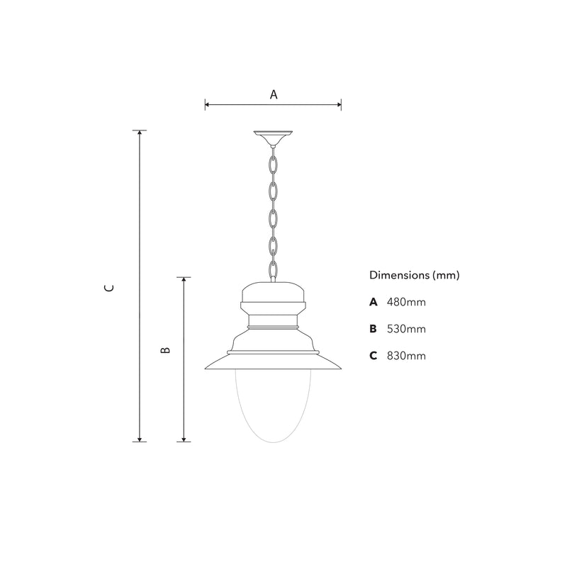 Classic railway hanging light with chain 0.53m (H321)