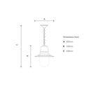 Copper railway style hanging light with chain 0.33m (H322C)