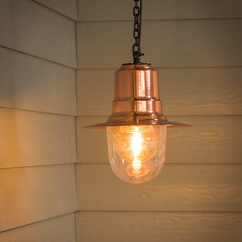 Copper railway style hanging light 0.33m in height with chain