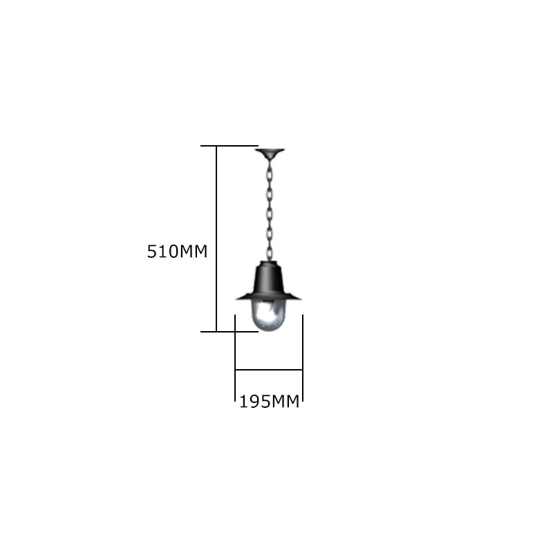 Classic railway style hanging light 0.21m in height with chain.