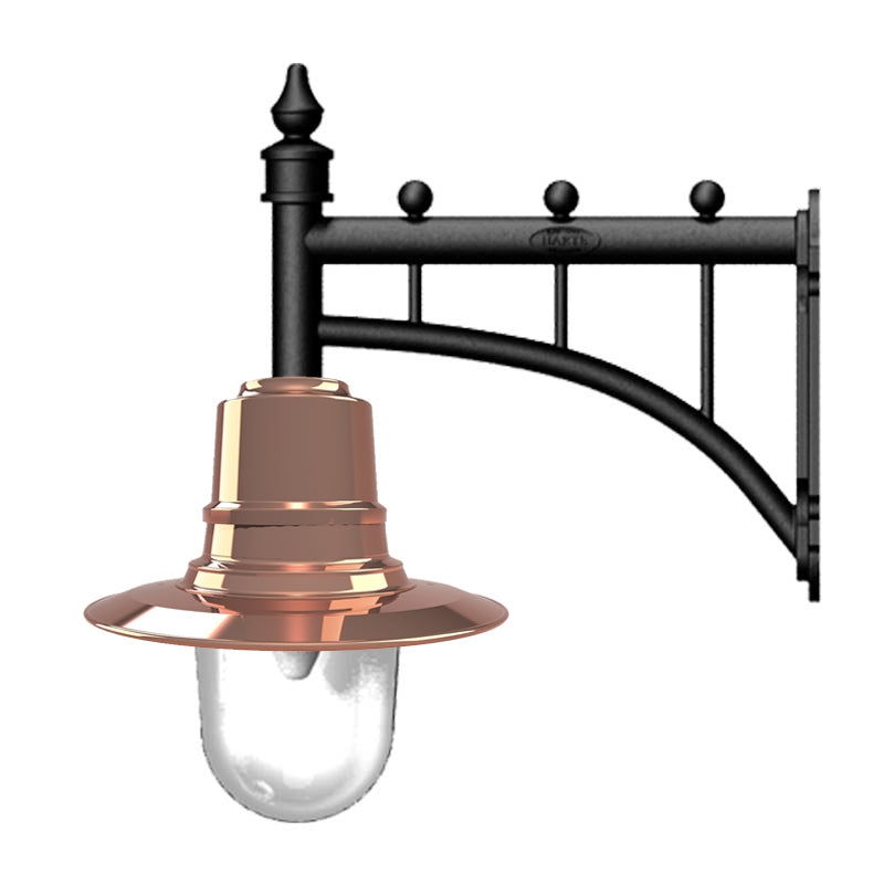 Copper railway style wall light in cast iron and steel 0.62m in height