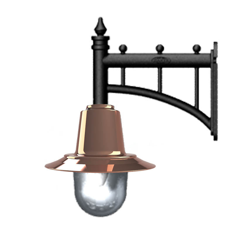 Copper railway style wall light in cast iron and steel 0.37m in height