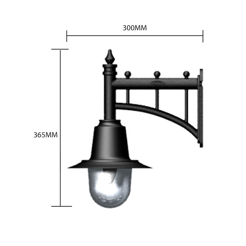 Classic railway style wall light in cast iron and steel 0.37m (H343)