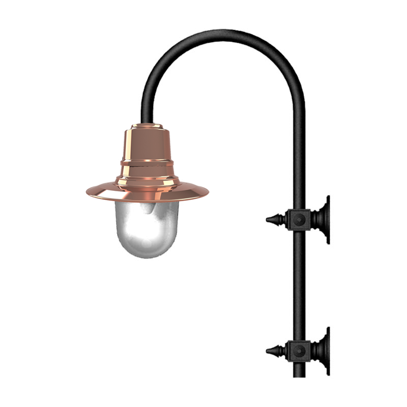 Vintage tear drop wall light in copper and galvanised steel 0.91m in height