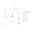 Vintage tear drop wall light in galvanised steel 0.91m (H346)