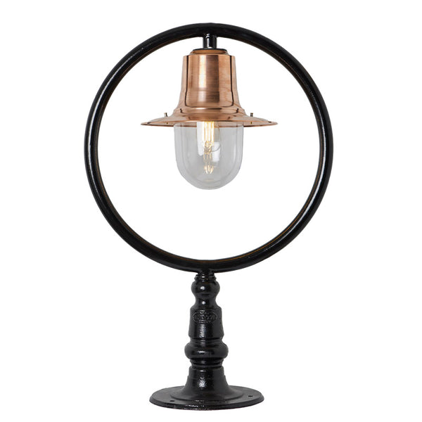 Copper railway style pier light for flat pier caps 0.89m (H351C)