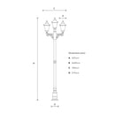 Victorian style medium triple headed lamp post 2.6m (H037)