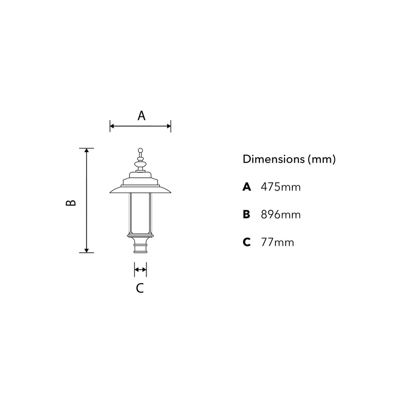 Georgian style lamp post in cast iron and steel 3.5m (H401)