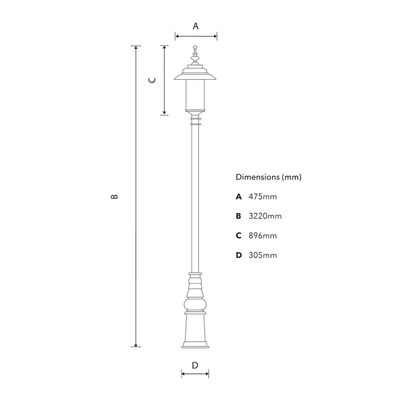 Georgian style lamp post 3.2m (H402)