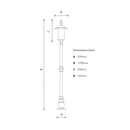 Georgian style lamp post in cast iron and steel 1.39m (H404)