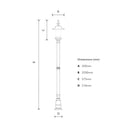 Georgian style lamp post in cast iron and steel 2.55m (H406)