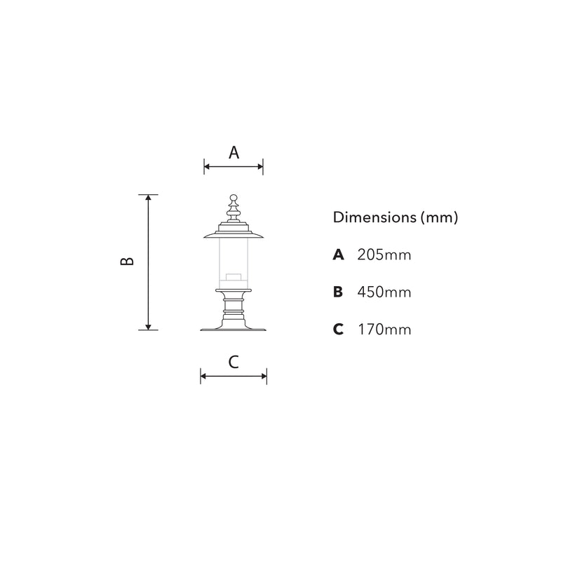 Borne lumineuse de style géorgien pour piliers plats 0,45m (H452)