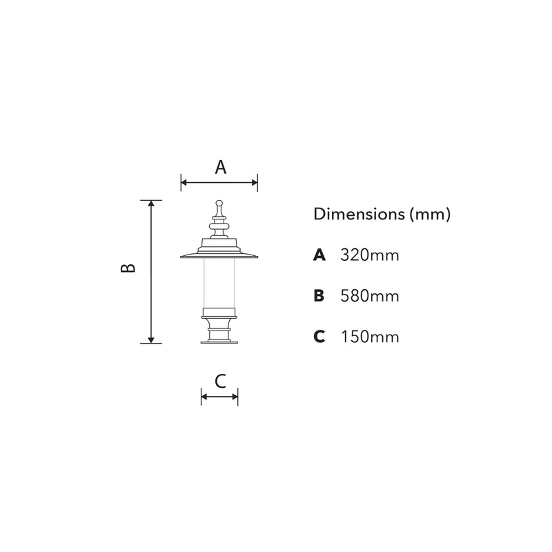 Borne lumineuse de style géorgien en fonte et acier 0,58m (H453)