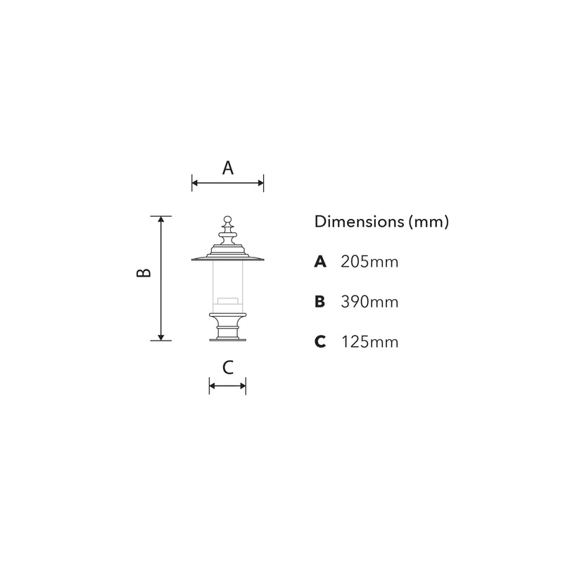 Borne lumineuse de style géorgien en fonte et acier 0,39m (H454)